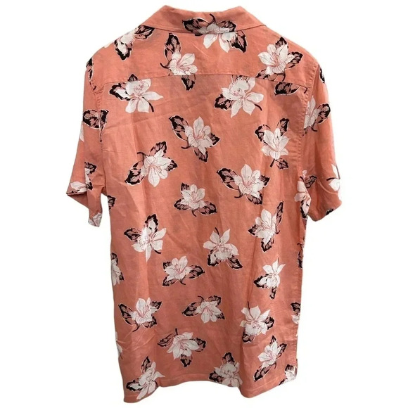 NWOT Unison Linen Short Sleeve Floral Patch Pocket Mens Leisure Shirt, Size M - Picture 2 of 3